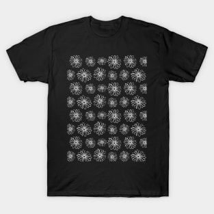 Green Sage Line Art Daisy Flowers Pattern T-Shirt